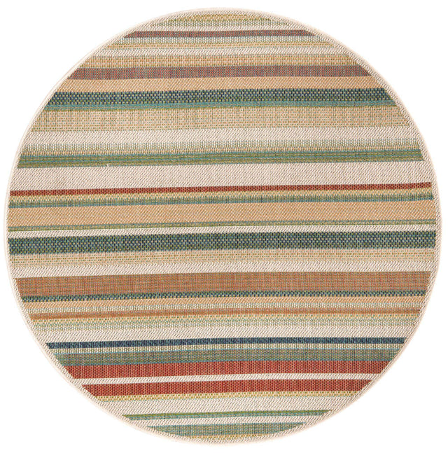 Multicolor 5' 3 x 5' 3 Baja Outdoor Round Area Rug Weather Resistant for Patio, Deck, Terrace, Balcony, Porch 100% Polypropylene Modern Outside Decor for Sale at Rug Engine