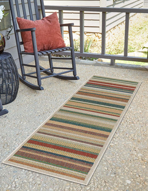 Multicolor 2' x 7' 10 Baja Outdoor Runner Area Rug Weather Resistant for Patio, Deck, Terrace, Balcony, Porch 100% Polypropylene Modern Outside Decor for Sale at Rug Engine