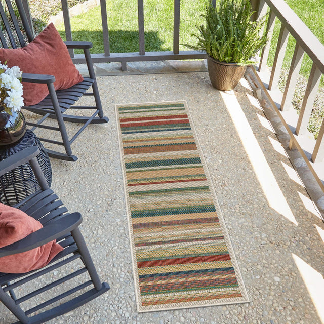 Multicolor 2' x 3' 11 Baja Outdoor Runner Area Rug Weather Resistant for Patio, Deck, Terrace, Balcony, Porch 100% Polypropylene Modern Outside Decor for Sale at Rug Engine
