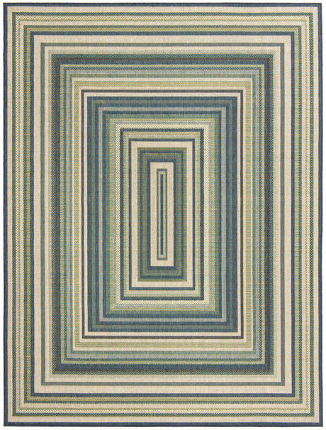 Blue 7' 10 x 10' Baja Outdoor Rectangle Area Rug Weather Resistant for Patio, Deck, Terrace, Balcony, Porch 100% Polypropylene Modern Outside Decor for Sale at Rug Engine