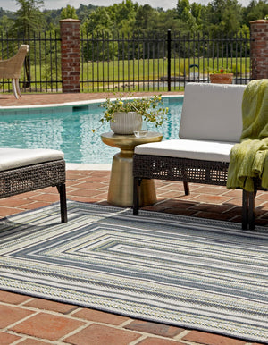 Blue 7' 10 x 10' Baja Outdoor Rectangle Area Rug Weather Resistant for Patio, Deck, Terrace, Balcony, Porch 100% Polypropylene Modern Outside Decor for Sale at Rug Engine