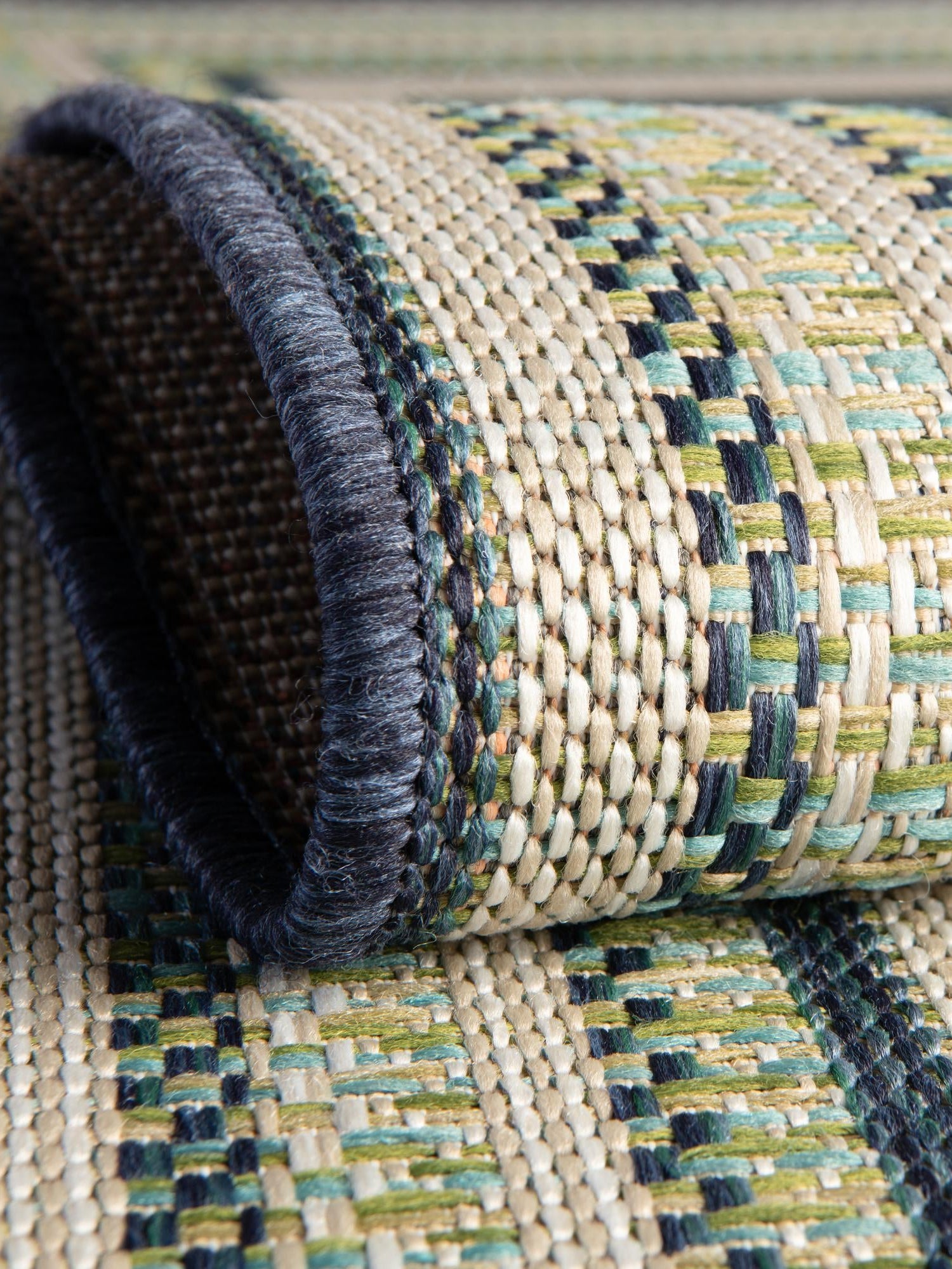 Blue 5' 3 x 7' 7 Baja Outdoor Rectangle Area Rug Weather Resistant for Patio, Deck, Terrace, Balcony, Porch 100% Polypropylene Modern Outside Decor for Sale at Rug Engine