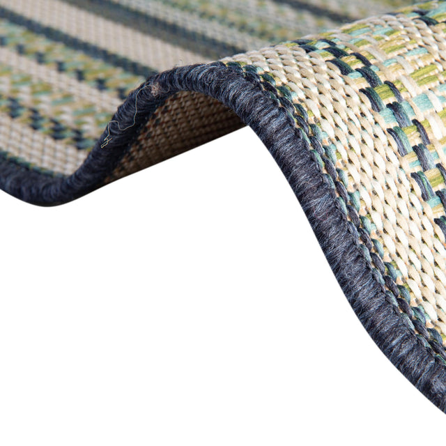 Blue 5' 3 x 7' 7 Baja Outdoor Rectangle Area Rug Weather Resistant for Patio, Deck, Terrace, Balcony, Porch 100% Polypropylene Modern Outside Decor for Sale at Rug Engine