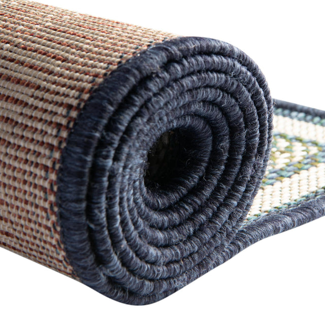Blue 5' 3 x 7' 7 Baja Outdoor Rectangle Area Rug Weather Resistant for Patio, Deck, Terrace, Balcony, Porch 100% Polypropylene Modern Outside Decor for Sale at Rug Engine