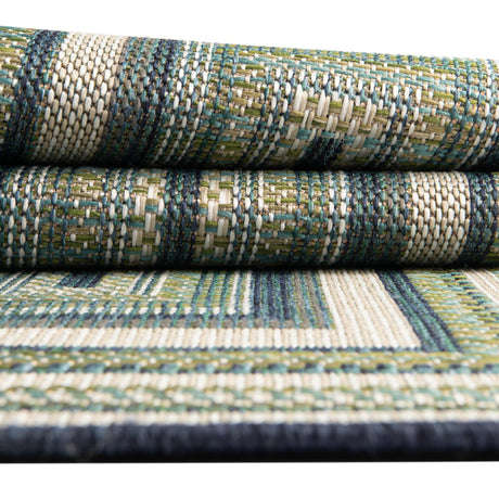 Blue 7' 10 x 10' Baja Outdoor Rectangle Area Rug Weather Resistant for Patio, Deck, Terrace, Balcony, Porch 100% Polypropylene Modern Outside Decor for Sale at Rug Engine