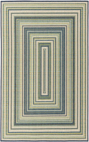 Blue 5' 3 x 7' 7 Baja Outdoor Rectangle Area Rug Weather Resistant for Patio, Deck, Terrace, Balcony, Porch 100% Polypropylene Modern Outside Decor for Sale at Rug Engine
