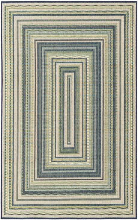 Blue 5' 3 x 7' 7 Baja Outdoor Rectangle Area Rug Weather Resistant for Patio, Deck, Terrace, Balcony, Porch 100% Polypropylene Modern Outside Decor for Sale at Rug Engine