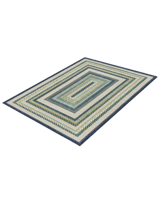 Blue 2' x 2' 11 Baja Outdoor Rectangle Area Rug Weather Resistant for Patio, Deck, Terrace, Balcony, Porch 100% Polypropylene Modern Outside Decor for Sale at Rug Engine