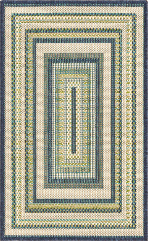 Blue 2' x 2' 11 Baja Outdoor Rectangle Area Rug Weather Resistant for Patio, Deck, Terrace, Balcony, Porch 100% Polypropylene Modern Outside Decor for Sale at Rug Engine