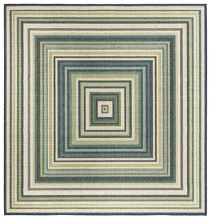 Blue 7' 10 x 7' 10 Baja Outdoor Square Area Rug Weather Resistant for Patio, Deck, Terrace, Balcony, Porch 100% Polypropylene Modern Outside Decor for Sale at Rug Engine