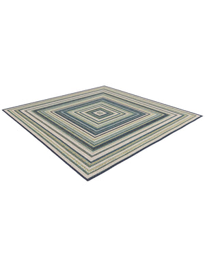Blue 5' 3 x 5' 3 Baja Outdoor Square Area Rug Weather Resistant for Patio, Deck, Terrace, Balcony, Porch 100% Polypropylene Modern Outside Decor for Sale at Rug Engine