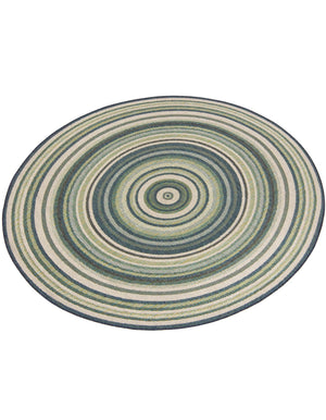 Blue 7' 10 x 7' 10 Baja Outdoor Round Area Rug Weather Resistant for Patio, Deck, Terrace, Balcony, Porch 100% Polypropylene Modern Outside Decor for Sale at Rug Engine
