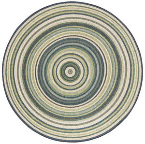 Blue 7' 10 x 7' 10 Baja Outdoor Round Area Rug Weather Resistant for Patio, Deck, Terrace, Balcony, Porch 100% Polypropylene Modern Outside Decor for Sale at Rug Engine