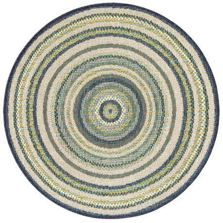 Blue 3' 3 x 3' 3 Baja Outdoor Round Rug