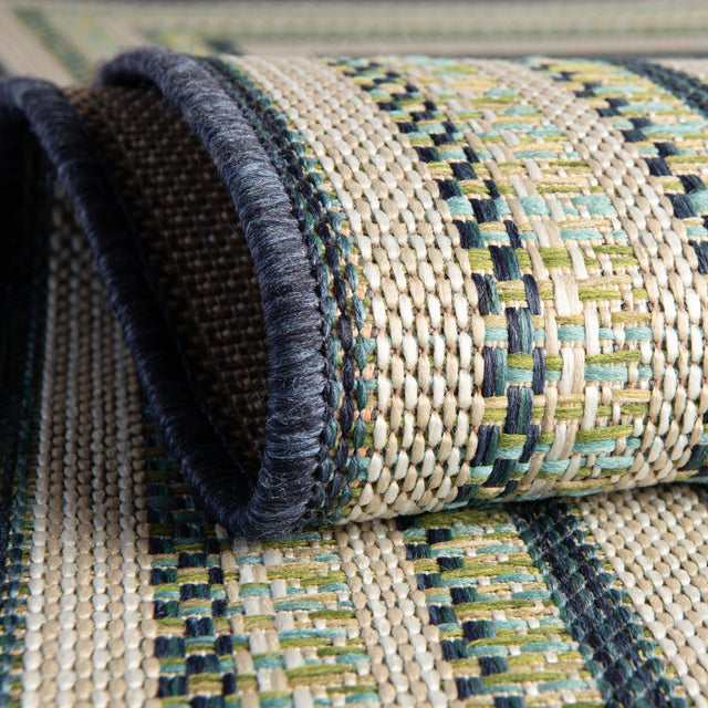 Blue 3' 3 x 3' 3 Baja Outdoor Round Rug