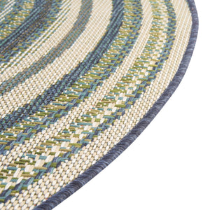 Blue 5' 3 x 5' 3 Baja Outdoor Round Area Rug Weather Resistant for Patio, Deck, Terrace, Balcony, Porch 100% Polypropylene Modern Outside Decor for Sale at Rug Engine