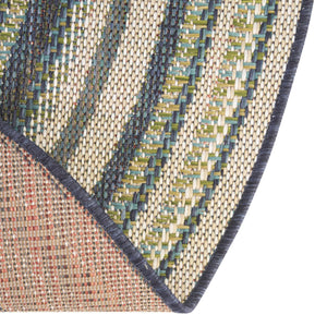 Blue 5' 3 x 5' 3 Baja Outdoor Round Area Rug Weather Resistant for Patio, Deck, Terrace, Balcony, Porch 100% Polypropylene Modern Outside Decor for Sale at Rug Engine