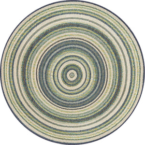 Blue 5' 3 x 5' 3 Baja Outdoor Round Area Rug Weather Resistant for Patio, Deck, Terrace, Balcony, Porch 100% Polypropylene Modern Outside Decor for Sale at Rug Engine