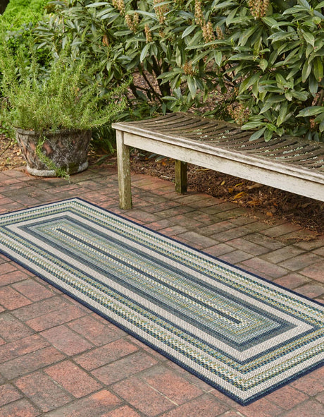 Blue 2' x 5' 11 Baja Outdoor Runner Area Rug Weather Resistant for Patio, Deck, Terrace, Balcony, Porch 100% Polypropylene Modern Outside Decor for Sale at Rug Engine