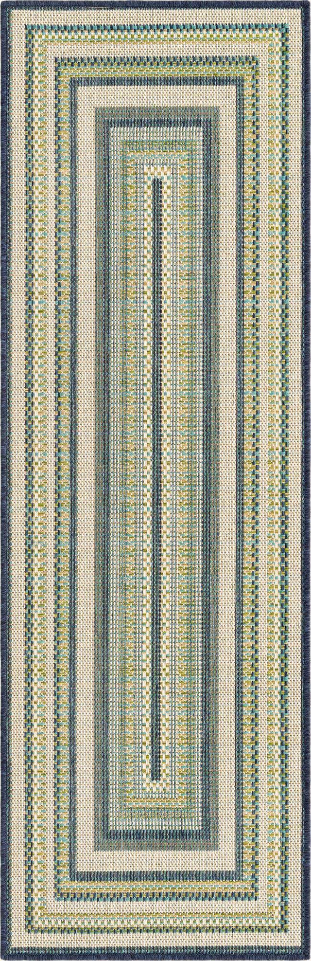 Blue 2' x 5' 11 Baja Outdoor Runner Area Rug Weather Resistant for Patio, Deck, Terrace, Balcony, Porch 100% Polypropylene Modern Outside Decor for Sale at Rug Engine