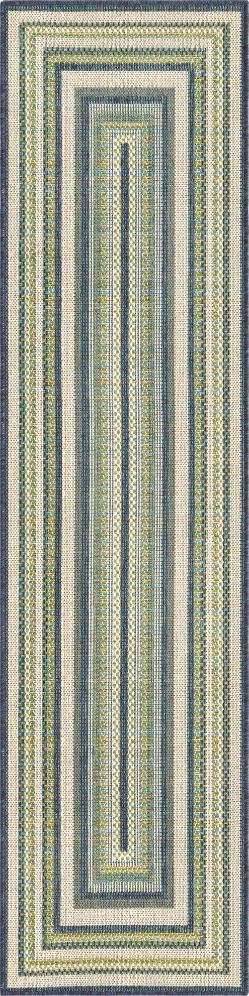 Blue 2' x 7' 10 Baja Outdoor Runner Area Rug Weather Resistant for Patio, Deck, Terrace, Balcony, Porch 100% Polypropylene Modern Outside Decor for Sale at Rug Engine