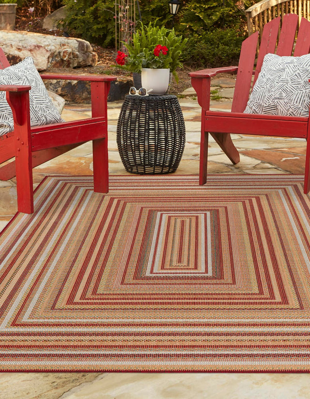 Burgundy 3' 11 x 5' 11 Baja Outdoor Rectangle Area Rug Weather Resistant for Patio, Deck, Terrace, Balcony, Porch 100% Polypropylene Modern Outside Decor for Sale at Rug Engine