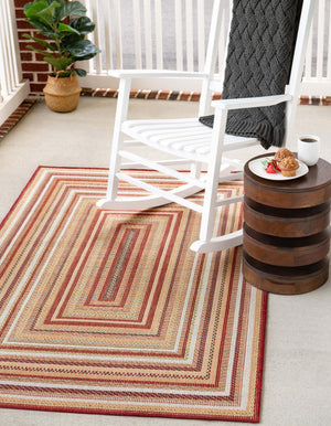 Burgundy 2' x 2' 11 Baja Outdoor Rectangle Area Rug Weather Resistant for Patio, Deck, Terrace, Balcony, Porch 100% Polypropylene Modern Outside Decor for Sale at Rug Engine