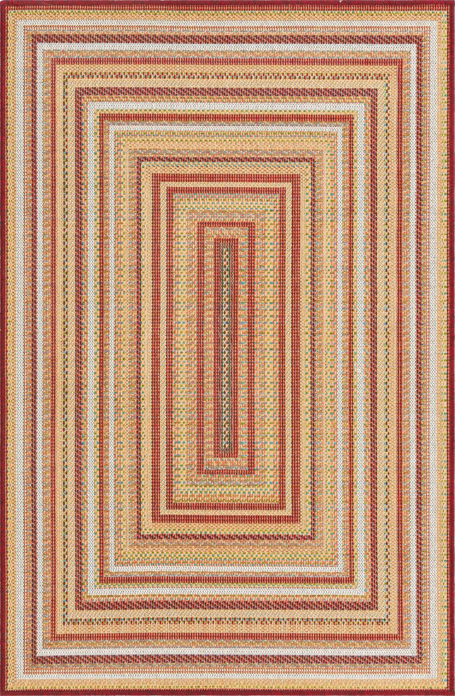 Burgundy 3' 11 x 5' 11 Baja Outdoor Rectangle Area Rug Weather Resistant for Patio, Deck, Terrace, Balcony, Porch 100% Polypropylene Modern Outside Decor for Sale at Rug Engine