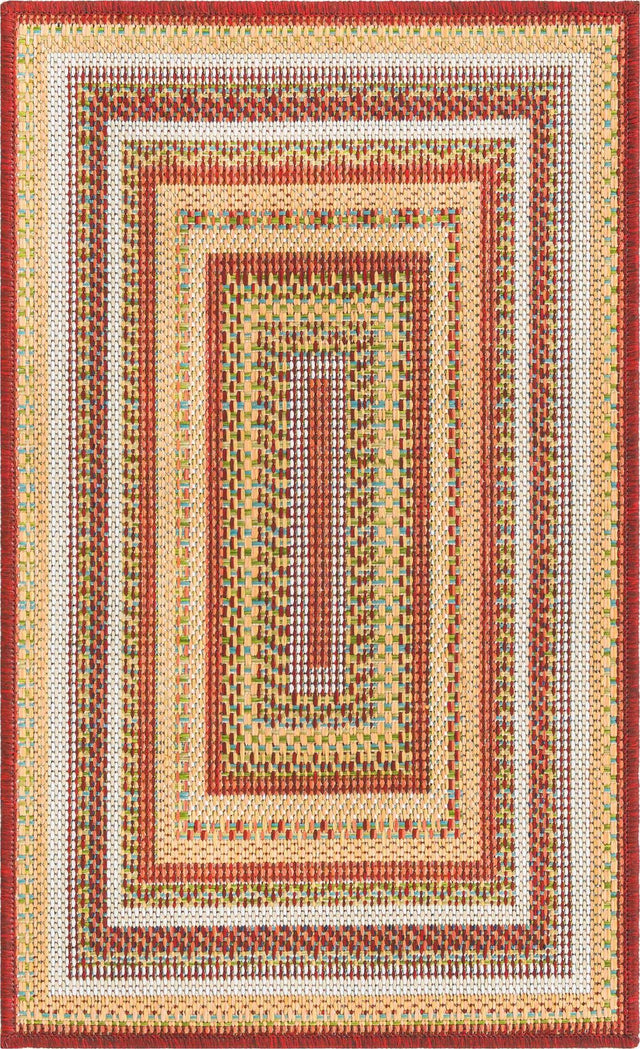 Burgundy 2' x 2' 11 Baja Outdoor Rectangle Area Rug Weather Resistant for Patio, Deck, Terrace, Balcony, Porch 100% Polypropylene Modern Outside Decor for Sale at Rug Engine