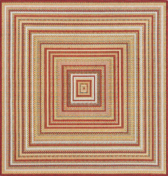 Burgundy 5' 3 x 5' 3 Baja Outdoor Square Area Rug Weather Resistant for Patio, Deck, Terrace, Balcony, Porch 100% Polypropylene Modern Outside Decor for Sale at Rug Engine