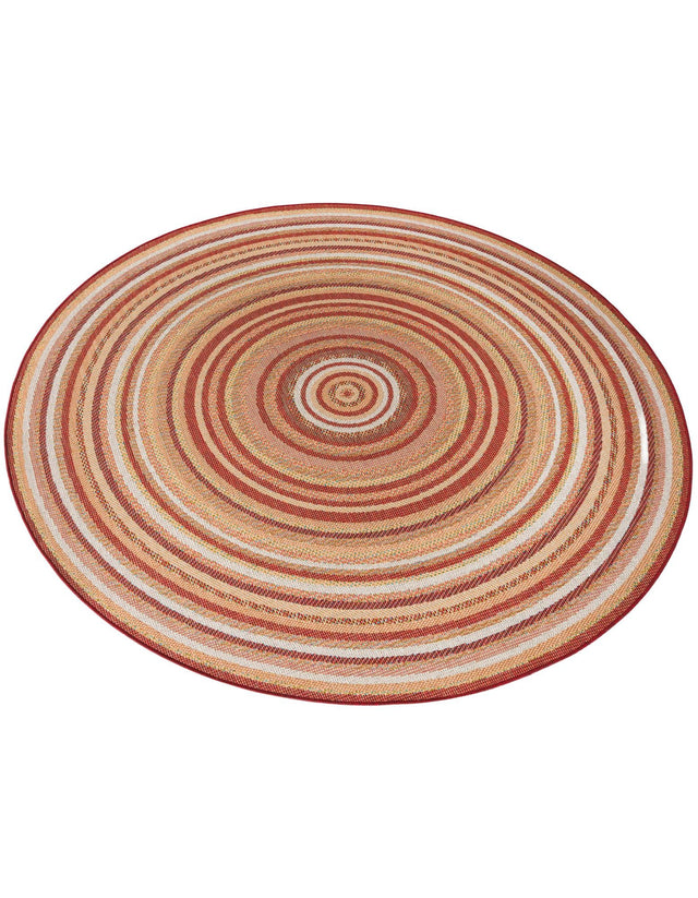 Burgundy 7' 10 x 7' 10 Baja Outdoor Round Area Rug Weather Resistant for Patio, Deck, Terrace, Balcony, Porch 100% Polypropylene Modern Outside Decor for Sale at Rug Engine