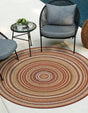 Burgundy 5' 3 x 5' 3 Baja Outdoor Round Area Rug Weather Resistant for Patio, Deck, Terrace, Balcony, Porch 100% Polypropylene Modern Outside Decor for Sale at Rug Engine