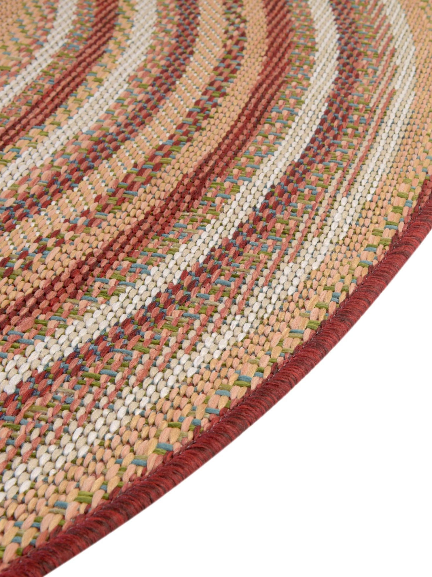 Burgundy 5' 3 x 5' 3 Baja Outdoor Round Area Rug Weather Resistant for Patio, Deck, Terrace, Balcony, Porch 100% Polypropylene Modern Outside Decor for Sale at Rug Engine