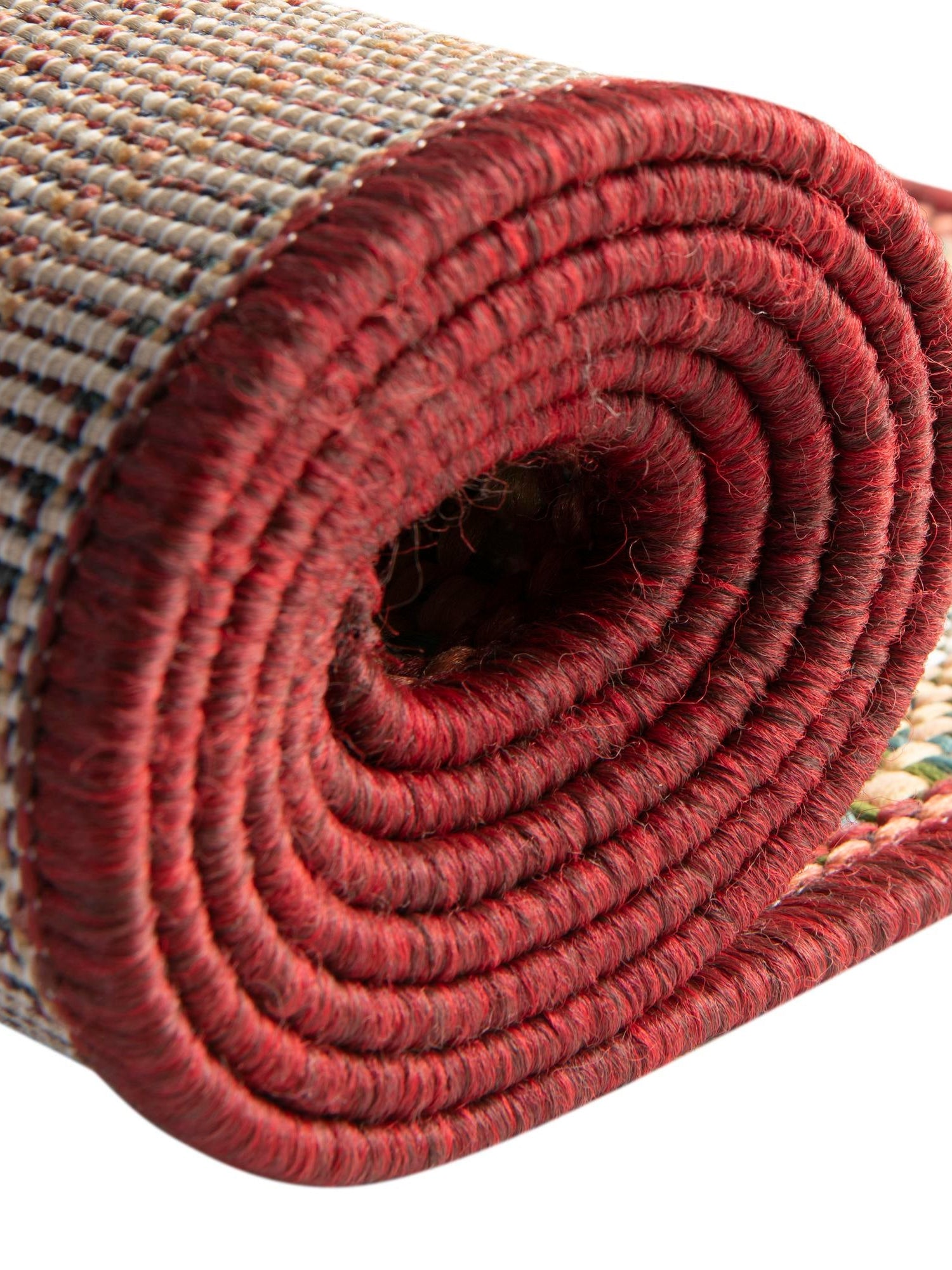 Burgundy 5' 3 x 5' 3 Baja Outdoor Round Area Rug Weather Resistant for Patio, Deck, Terrace, Balcony, Porch 100% Polypropylene Modern Outside Decor for Sale at Rug Engine