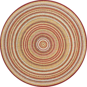 Burgundy 5' 3 x 5' 3 Baja Outdoor Round Area Rug Weather Resistant for Patio, Deck, Terrace, Balcony, Porch 100% Polypropylene Modern Outside Decor for Sale at Rug Engine