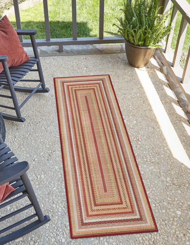 Burgundy 2' x 5' 11 Baja Outdoor Runner Area Rug Weather Resistant for Patio, Deck, Terrace, Balcony, Porch 100% Polypropylene Modern Outside Decor for Sale at Rug Engine