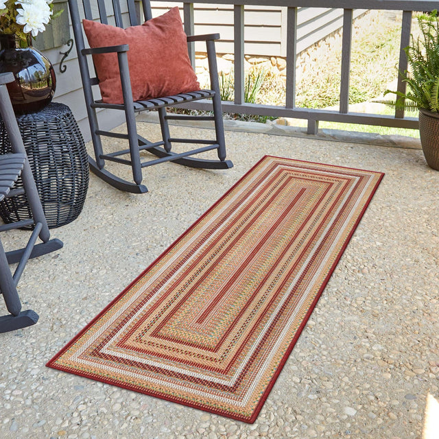 Burgundy 2' x 3' 11 Baja Outdoor Runner Area Rug Weather Resistant for Patio, Deck, Terrace, Balcony, Porch 100% Polypropylene Modern Outside Decor for Sale at Rug Engine