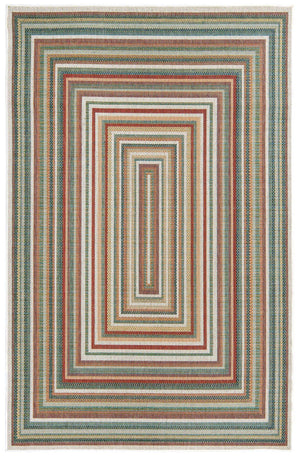 Multicolor 6' x 9' Baja Outdoor Rectangle Area Rug Weather Resistant for Patio, Deck, Terrace, Balcony, Porch 100% Polypropylene Modern Outside Decor for Sale at Rug Engine