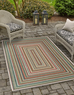 Multicolor 6' x 9' Baja Outdoor Rectangle Area Rug Weather Resistant for Patio, Deck, Terrace, Balcony, Porch 100% Polypropylene Modern Outside Decor for Sale at Rug Engine