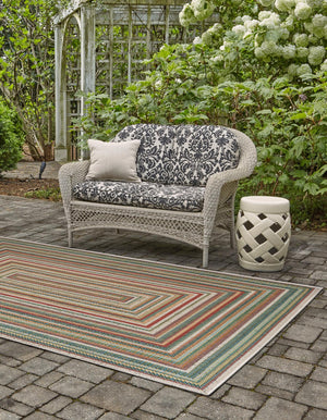 Multicolor 5' 3 x 7' 7 Baja Outdoor Rectangle Area Rug Weather Resistant for Patio, Deck, Terrace, Balcony, Porch 100% Polypropylene Modern Outside Decor for Sale at Rug Engine