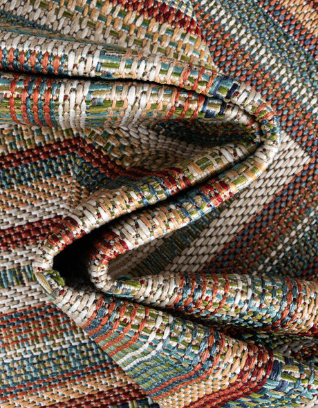 Multicolor 5' 3 x 7' 7 Baja Outdoor Rectangle Area Rug Weather Resistant for Patio, Deck, Terrace, Balcony, Porch 100% Polypropylene Modern Outside Decor for Sale at Rug Engine