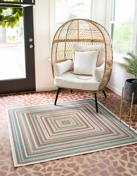 Multicolor 6' 1 x 6' 1 Baja Outdoor Square Rug