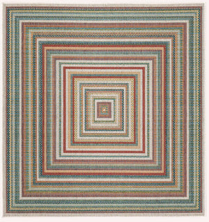 Multicolor 5' 3 x 5' 3 Baja Outdoor Square Area Rug Weather Resistant for Patio, Deck, Terrace, Balcony, Porch 100% Polypropylene Modern Outside Decor for Sale at Rug Engine