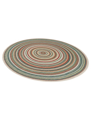 Multicolor 7' 10 x 7' 10 Baja Outdoor Round Area Rug Weather Resistant for Patio, Deck, Terrace, Balcony, Porch 100% Polypropylene Modern Outside Decor for Sale at Rug Engine