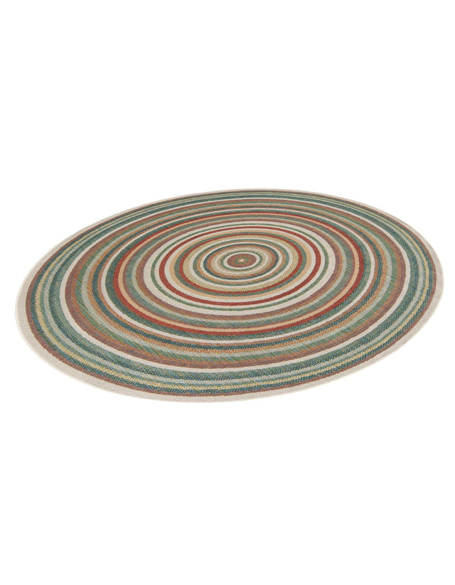Multicolor 7' 10 x 7' 10 Baja Outdoor Round Area Rug Weather Resistant for Patio, Deck, Terrace, Balcony, Porch 100% Polypropylene Modern Outside Decor for Sale at Rug Engine