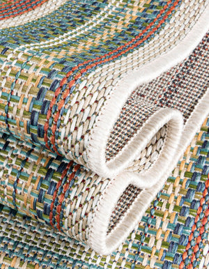 Multicolor 7' 10 x 7' 10 Baja Outdoor Round Area Rug Weather Resistant for Patio, Deck, Terrace, Balcony, Porch 100% Polypropylene Modern Outside Decor for Sale at Rug Engine