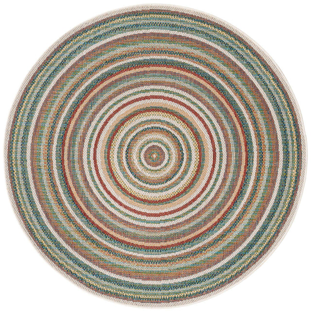 Multicolor 5' 3 x 5' 3 Baja Outdoor Round Area Rug Weather Resistant for Patio, Deck, Terrace, Balcony, Porch 100% Polypropylene Modern Outside Decor for Sale at Rug Engine
