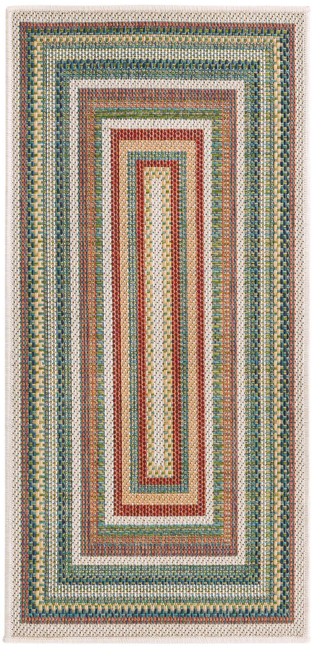 Multicolor 2' x 3' 11 Baja Outdoor Runner Area Rug Weather Resistant for Patio, Deck, Terrace, Balcony, Porch 100% Polypropylene Modern Outside Decor for Sale at Rug Engine