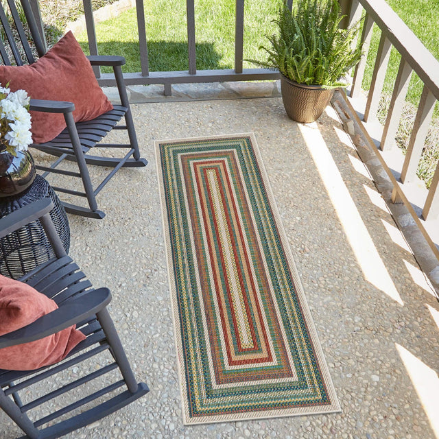 Multicolor 2' x 5' 11 Baja Outdoor Runner Area Rug Weather Resistant for Patio, Deck, Terrace, Balcony, Porch 100% Polypropylene Modern Outside Decor for Sale at Rug Engine