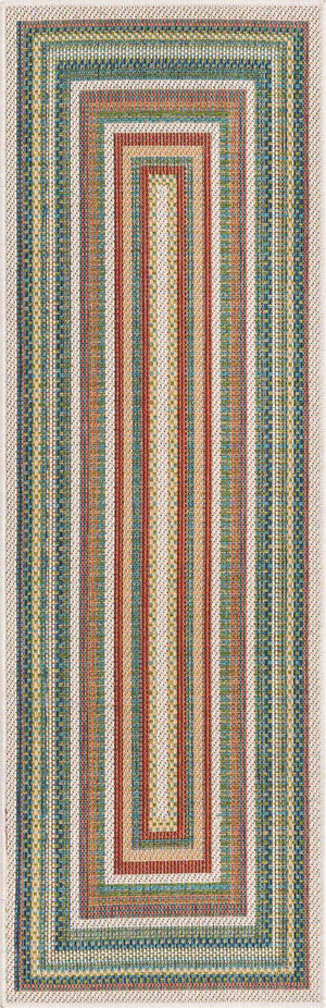 Multicolor 2' x 5' 11 Baja Outdoor Runner Area Rug Weather Resistant for Patio, Deck, Terrace, Balcony, Porch 100% Polypropylene Modern Outside Decor for Sale at Rug Engine